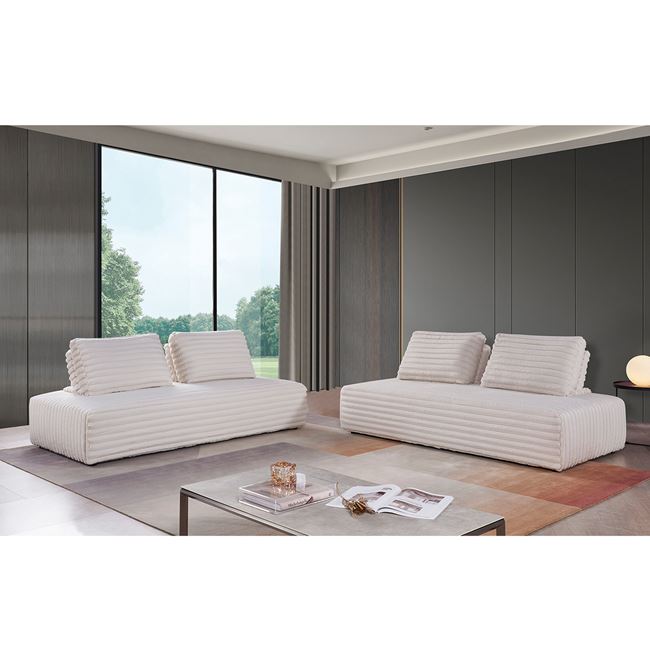 Καναπές πολυμορφικός "BRISTOL" από ύφασμα σε χρώμα λευκό 318x212x106