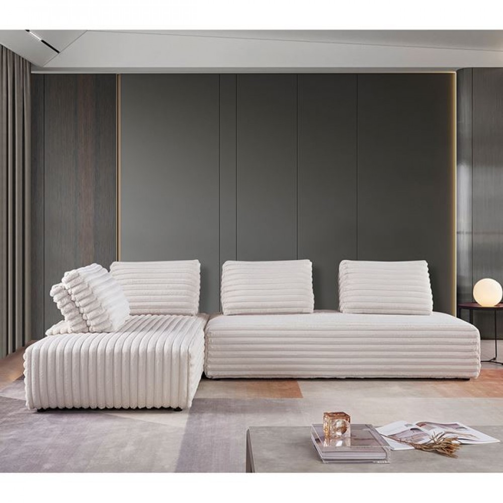 Καναπές πολυμορφικός "BRISTOL" από ύφασμα σε χρώμα λευκό 318x212x106