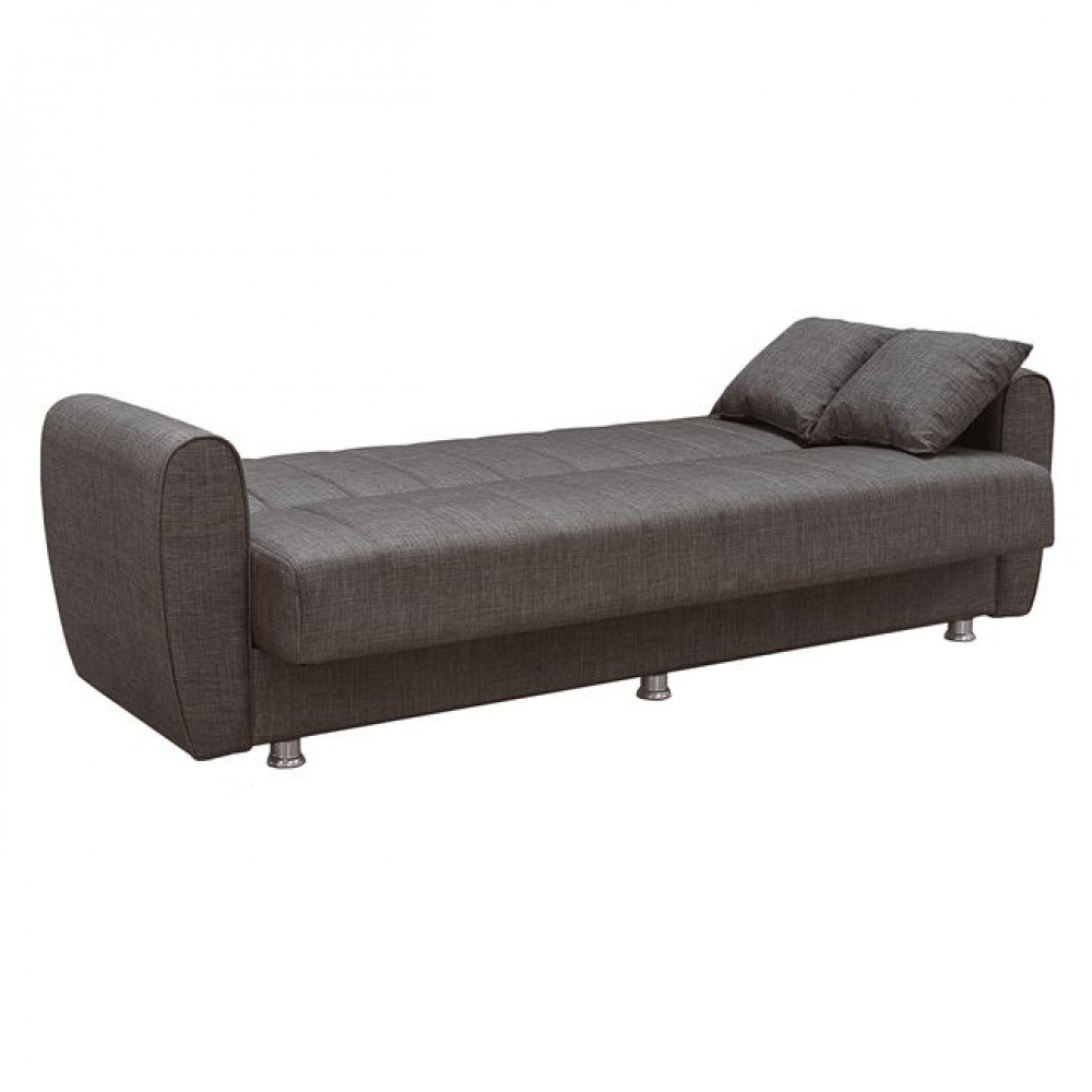 Καναπές κρεβάτι "SYDNEY" με αποθηκευτικό χώρο από ύφασμα σε καφέ χρώμα 210x80x75