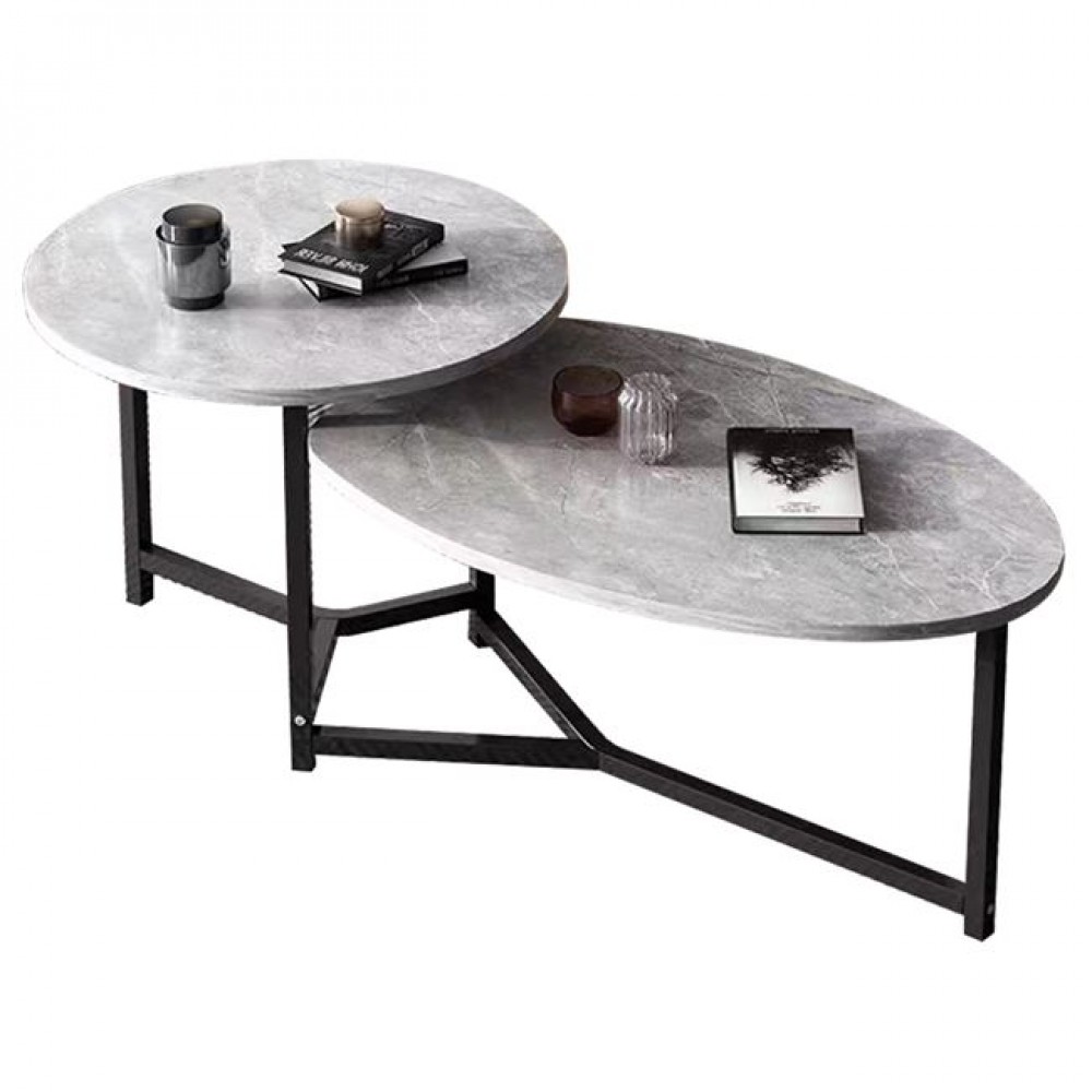 Τραπεζάκι σαλονιού "TRONIC" από μέταλλο σε χρώμα μαύρο/γκρι 125x60x50/40