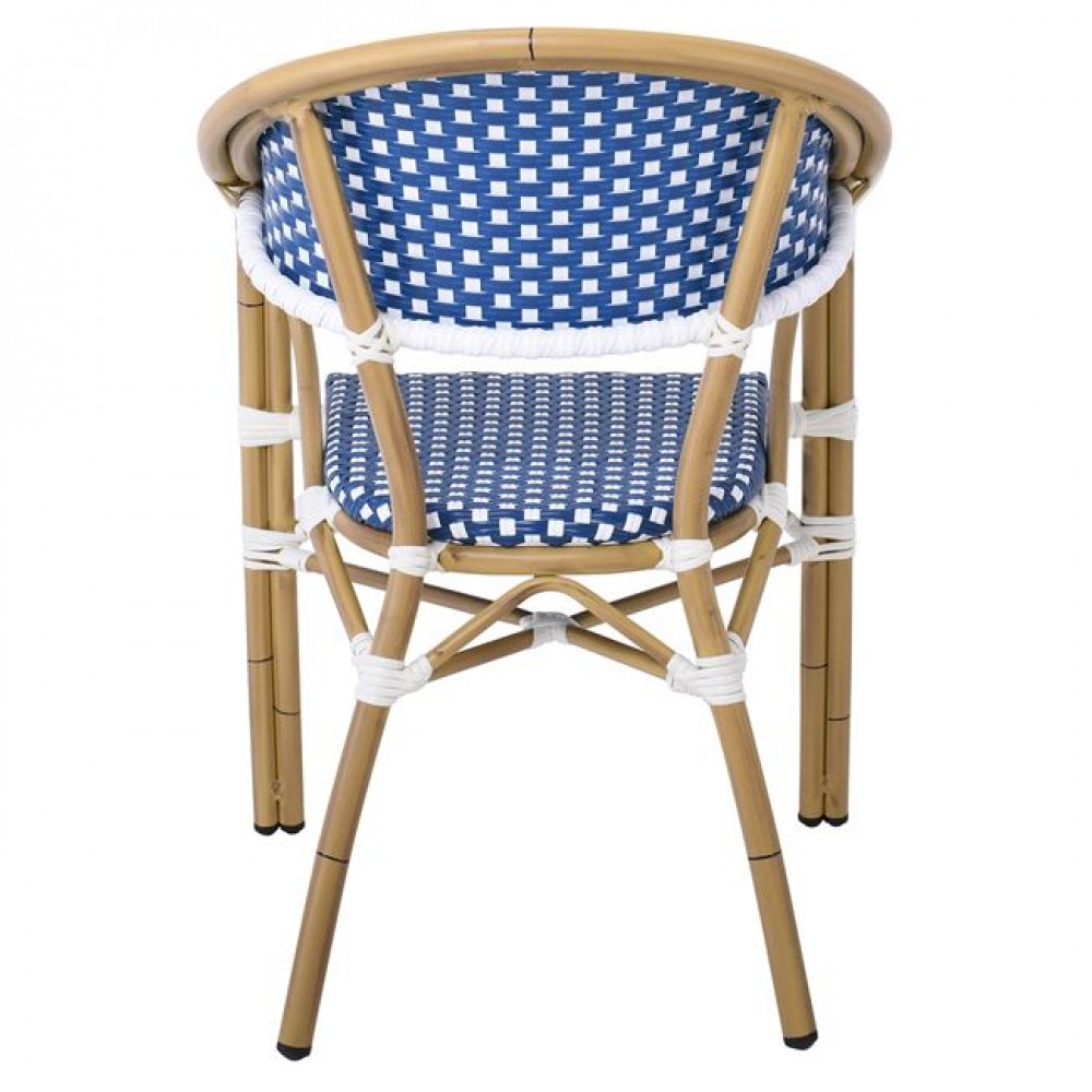 Πολυθρόνα "PARIS" από αλουμινίου/wicker σε φυσικό/μπλε χρώμα 57x59x84