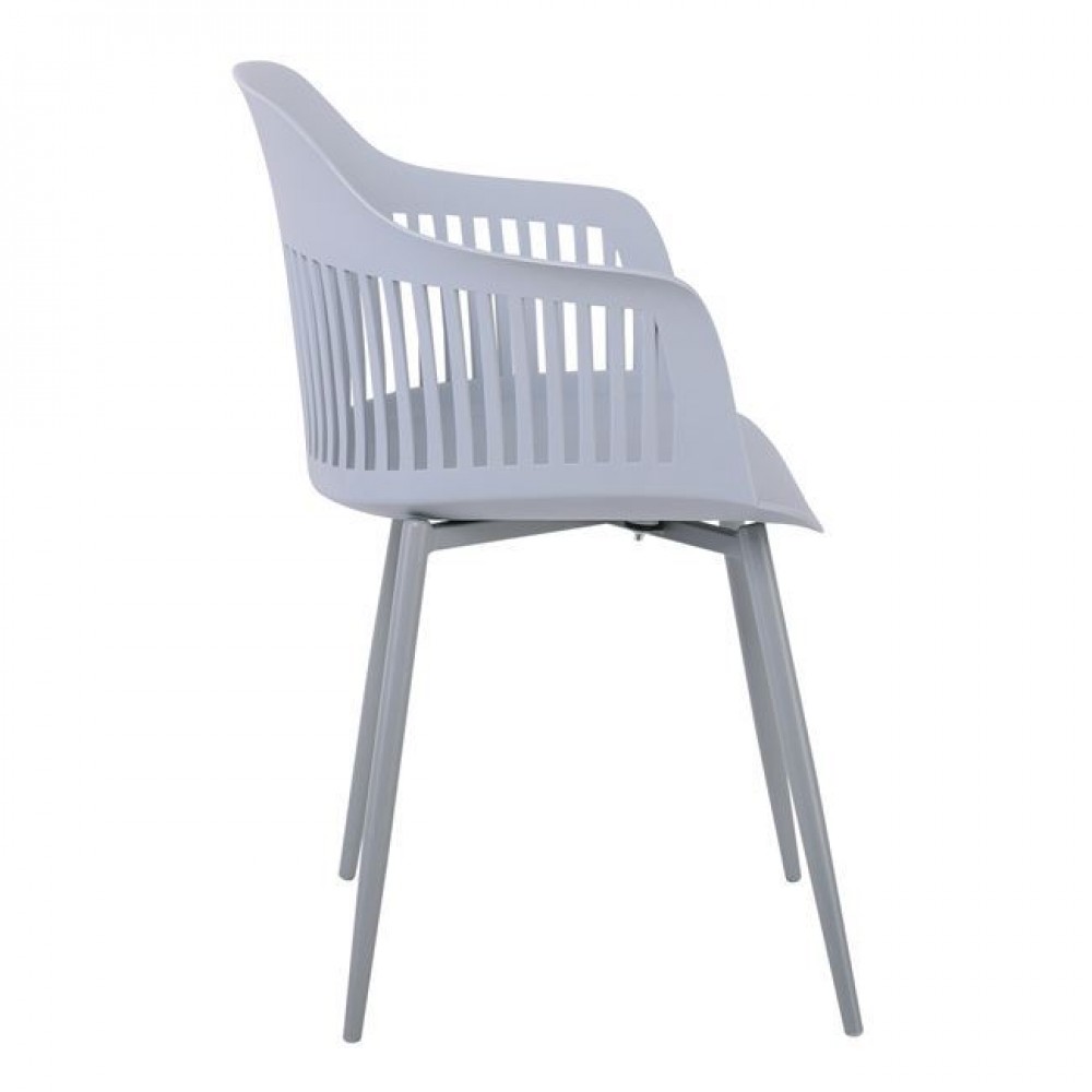 Πολυθρόνα "LOUISE" από μέταλλο/PP σε γκρι χρώμα 59x53x82