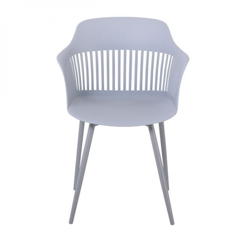 Πολυθρόνα "LOUISE" από μέταλλο/PP σε γκρι χρώμα 59x53x82