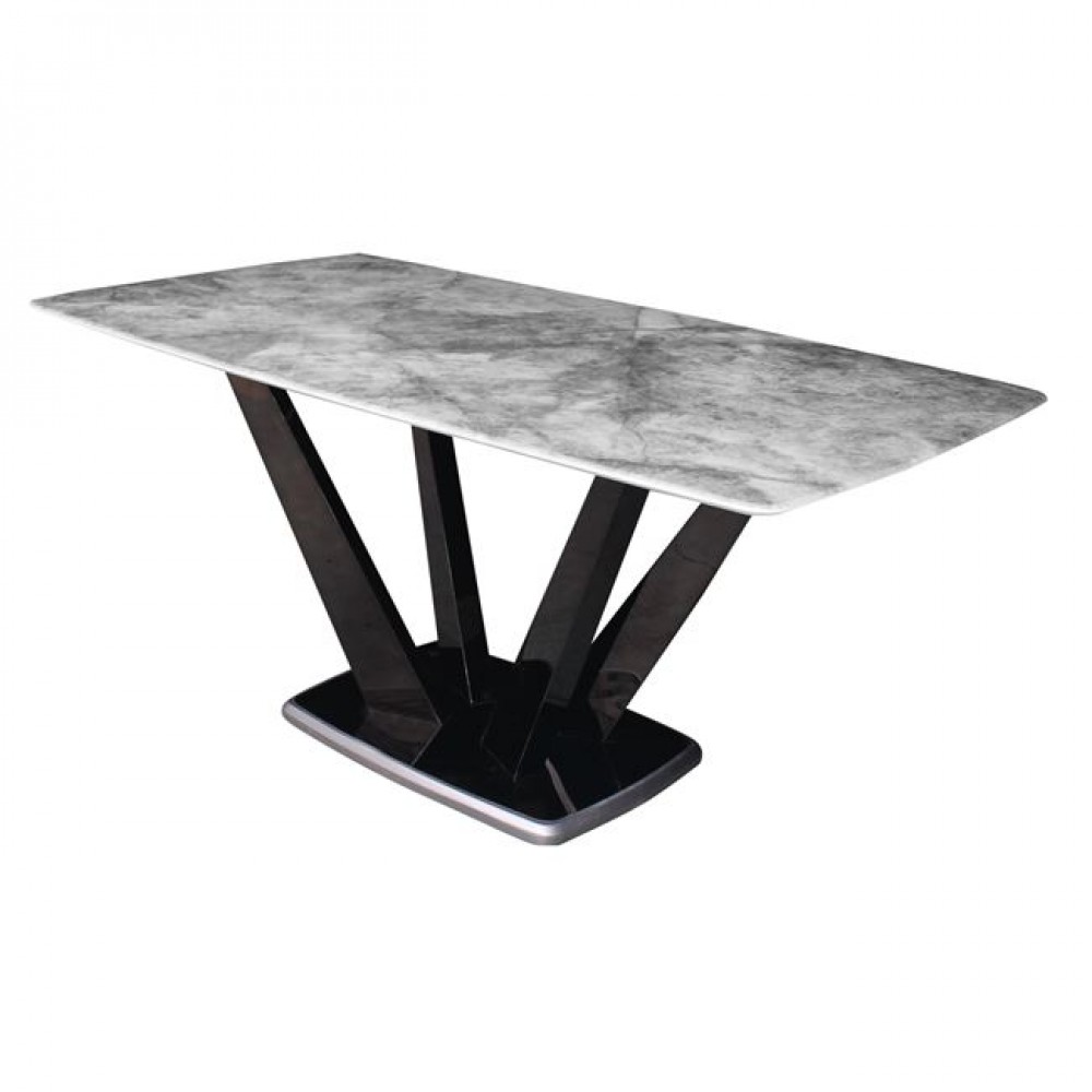 Τραπέζι "LARSON" από μέταλλο/μάρμαρο σε χρώμα ανθρακί/λευκό 160x90x77