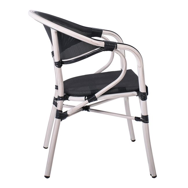 Πολυθρόνα "VEGERA" από αλουμίνιο/textilene σε αντικέ λευκό/μαύρο χρώμα 57x58x83