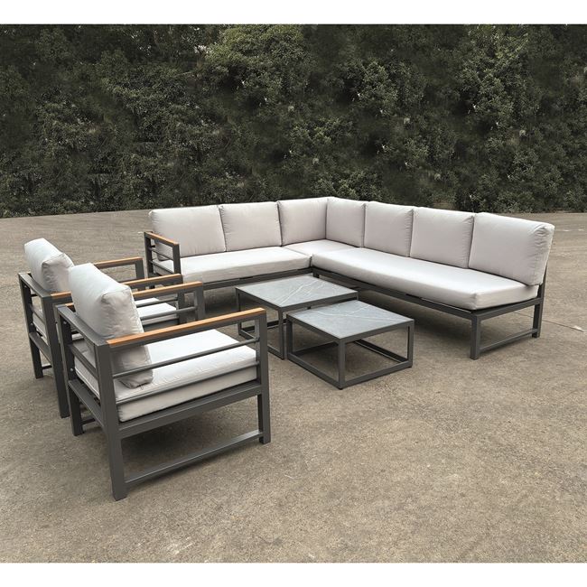 Σετ κήπου "MARILIAN" από μέταλλο/pp σε ανθρακί/γκρι χρώμα 62x62x35