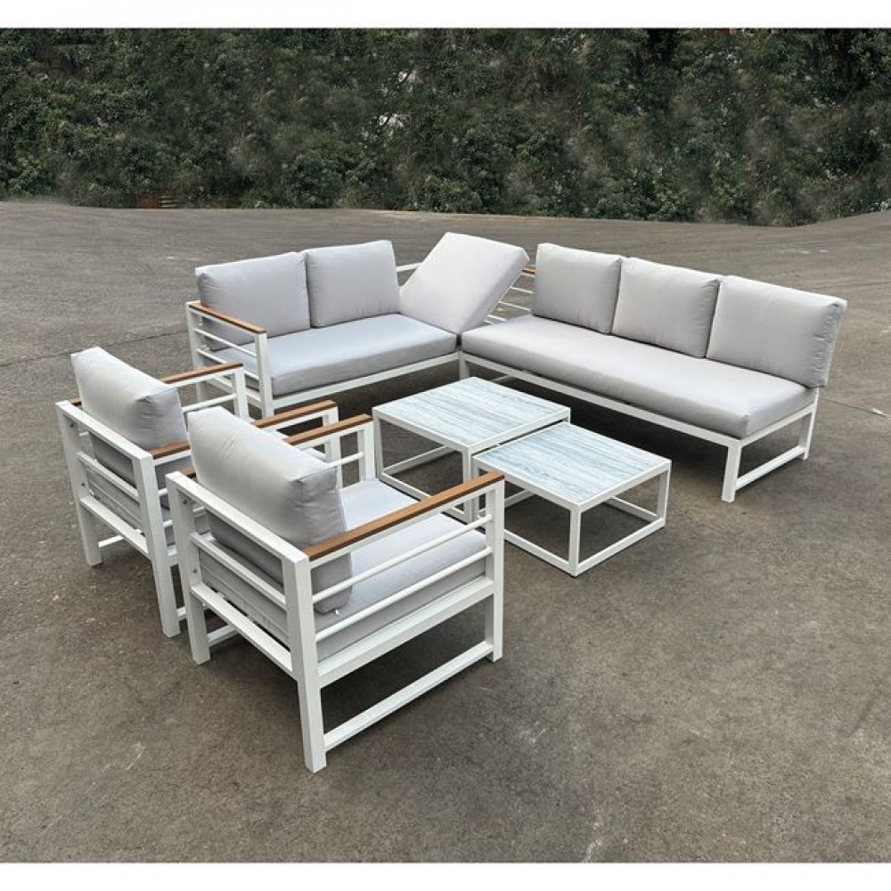 Σετ κήπου "MARILIAN" από μέταλλο/pp σε λευκό/γκρι χρώμα 62x62x35