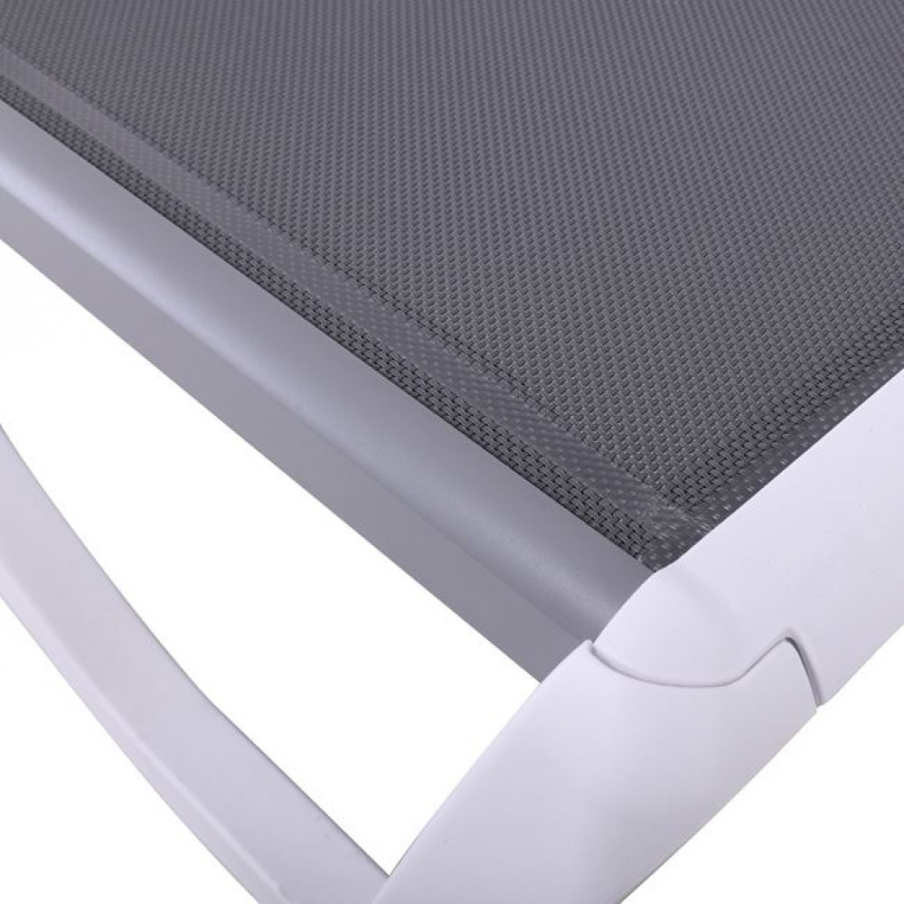 Ξαπλώστρα "SUMMER" από PP/textilene σε λευκό/γκρι χρώμα 69/58x196x31