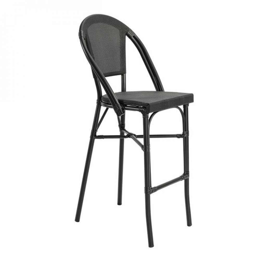 Σκαμπώ μπαρ "COSTA" από αλουμίνιο/textilene σε μαύρο χρώμα 50x55x116