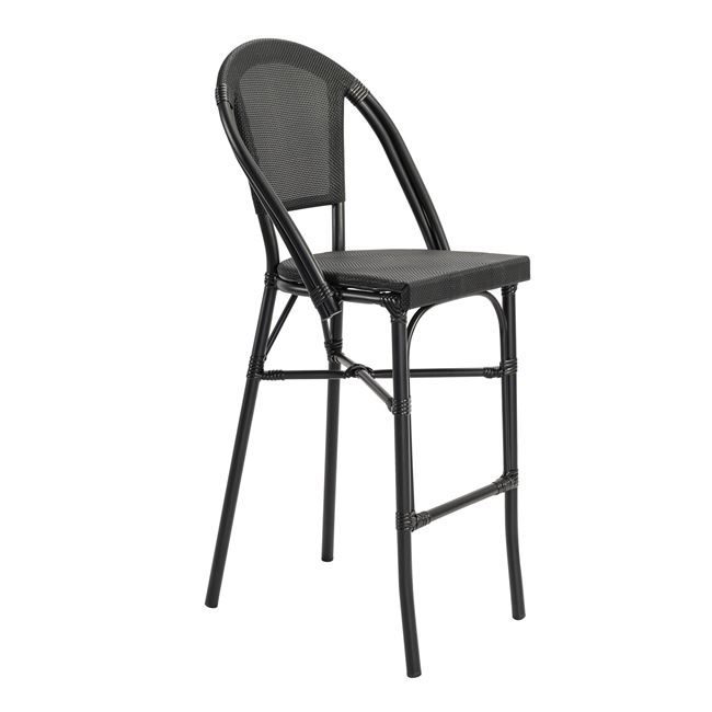 Σκαμπώ μπαρ "COSTA" από αλουμίνιο/textilene σε μαύρο χρώμα 50x55x116