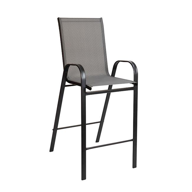 Σκαμπό μπαρ "RIO" από μέταλλο/textilene σε ανθρακί/γκρι χρώμα 55x74x124