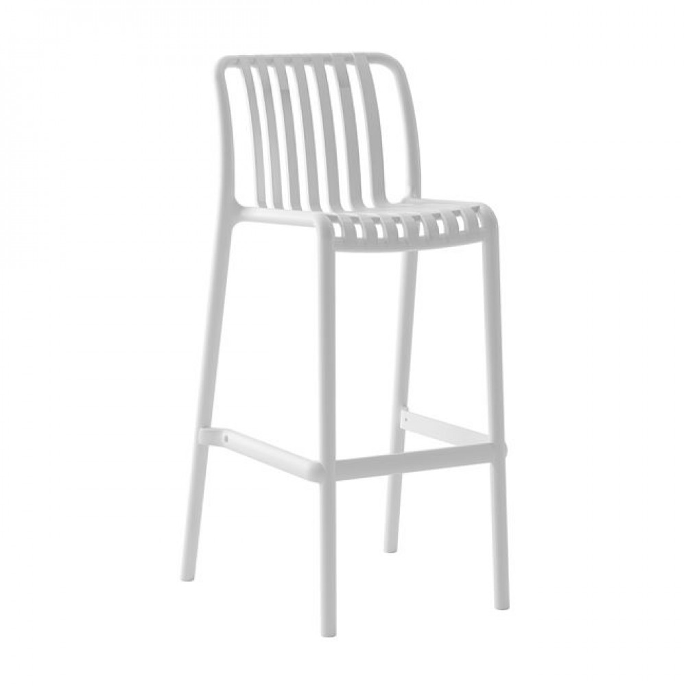 Σκαμπό μπαρ "MODA" από PP σε λευκό χρώμα 38x47x102