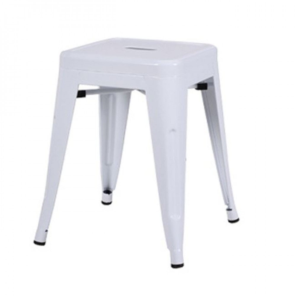 Σκαμπό "RELIX" από μέταλλο σε λευκό χρώμα 38x38x45