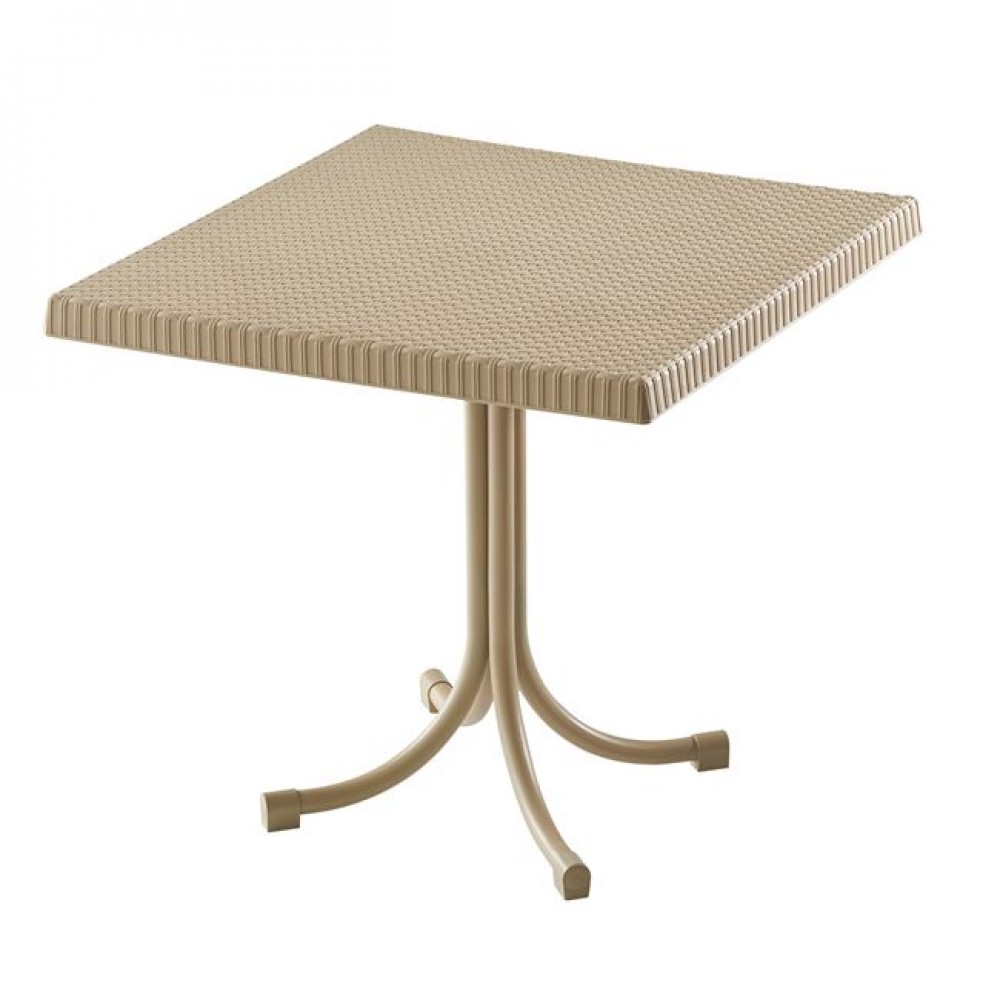 Τραπέζι κήπου "RONY" από μέταλλο/PP σε χρώμα καπουτσίνο 80x80x73