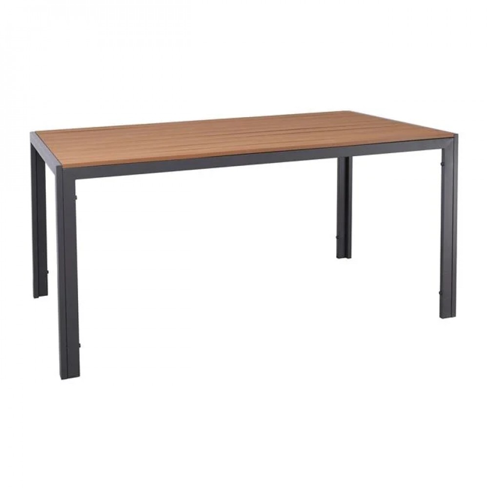 Τραπέζι κήπου "VIRNA" από μέταλλο/polywood σε ανθρακί/φυσικό χρώμα 	150x90x73