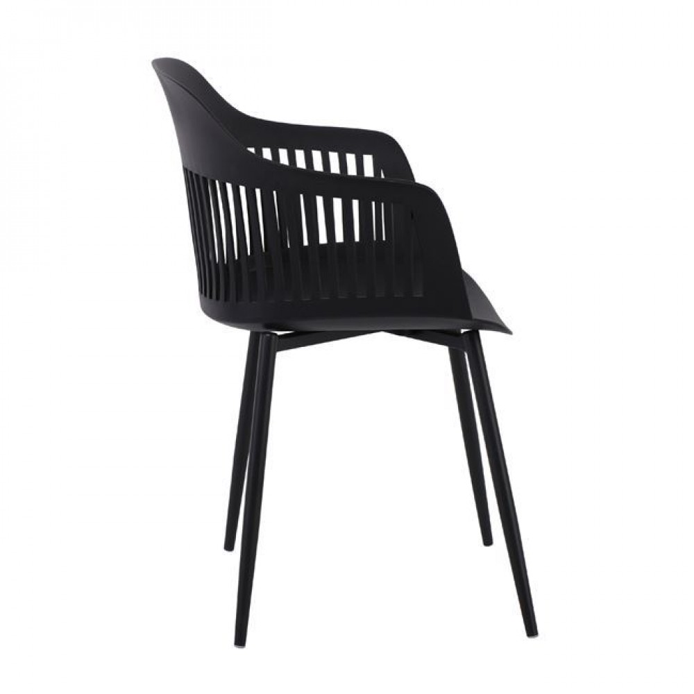 Πολυθρόνα "LOUISE" από μέταλλο/PP σε μαύρο χρώμα 59x53x82