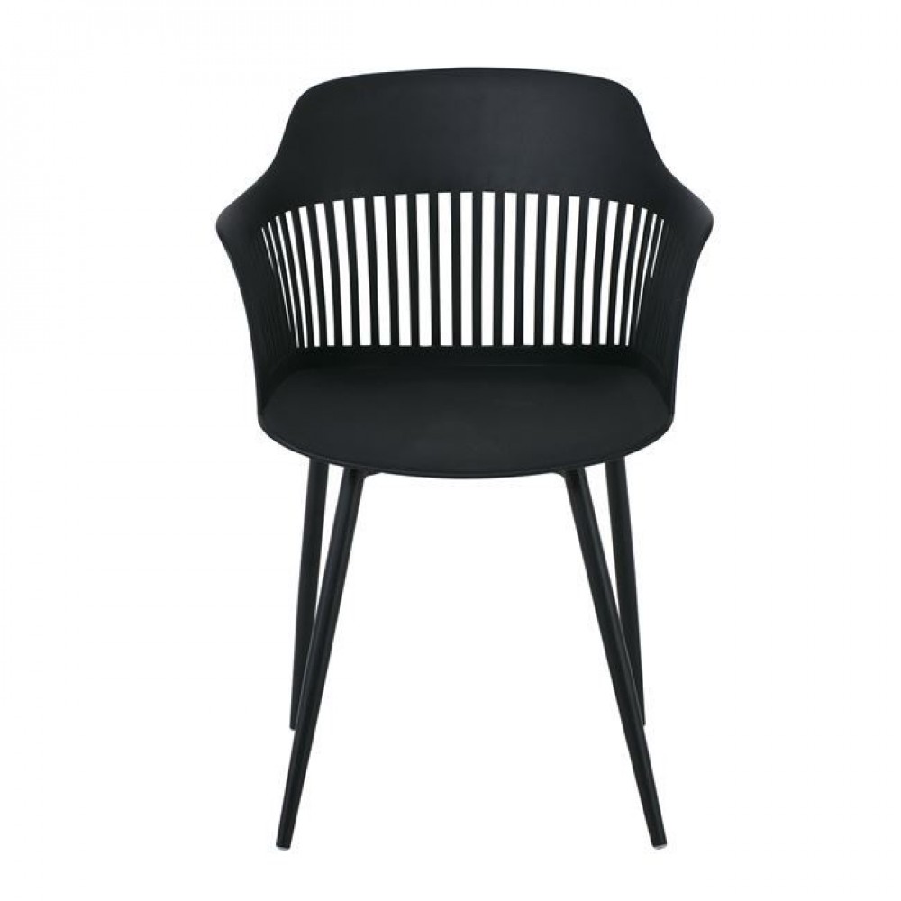 Πολυθρόνα "LOUISE" από μέταλλο/PP σε μαύρο χρώμα 59x53x82