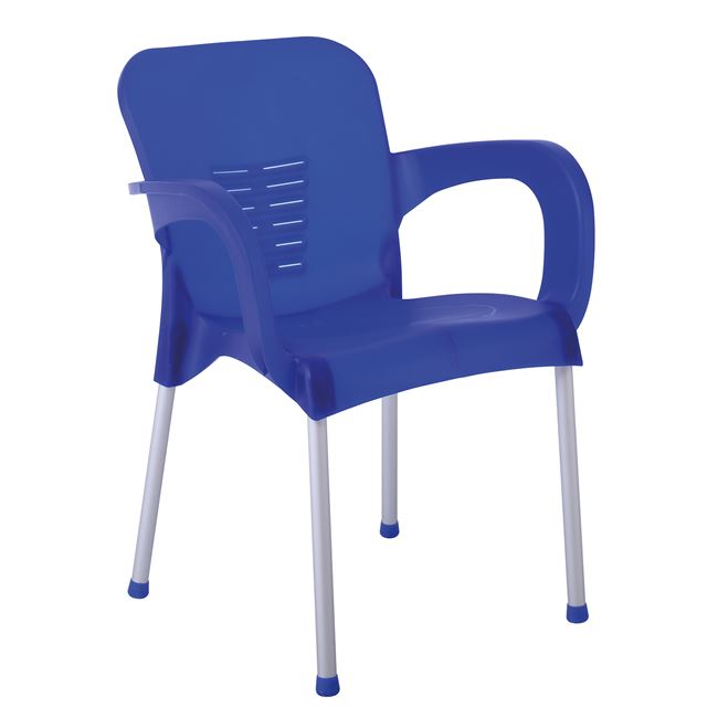 Πολυθρόνα κήπου "LARA-II" από αλουμίνιο/PP σε μπλε/ασημί χρώμα 60x59x81