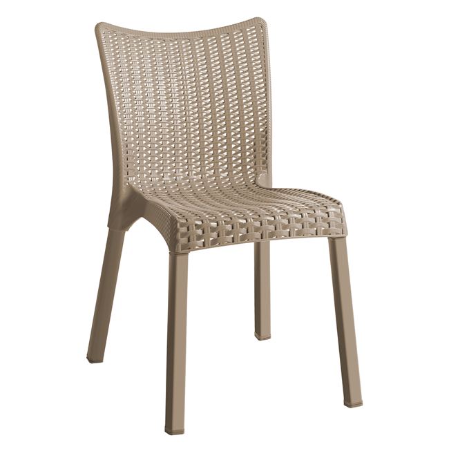 Καρέκλα "DORET" από PP/αλουμίνιο σε χρώμα καπουτσίνο 50x55x83