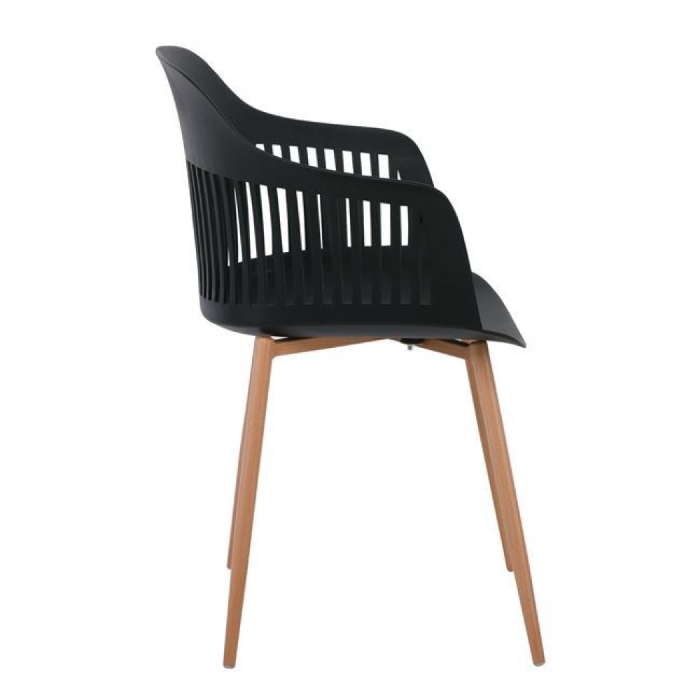 Πολυθρόνα "LOUISE" από μέταλλο/PP σε μαύρο/φυσικό χρώμα 59x53x82