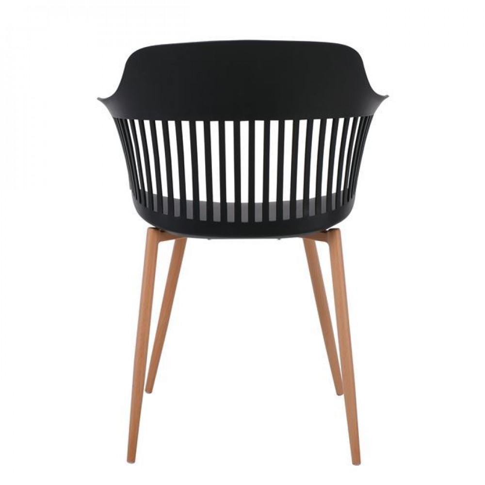 Πολυθρόνα "LOUISE" από μέταλλο/PP σε μαύρο/φυσικό χρώμα 59x53x82