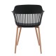 Πολυθρόνα "LOUISE" από μέταλλο/PP σε μαύρο/φυσικό χρώμα 59x53x82
