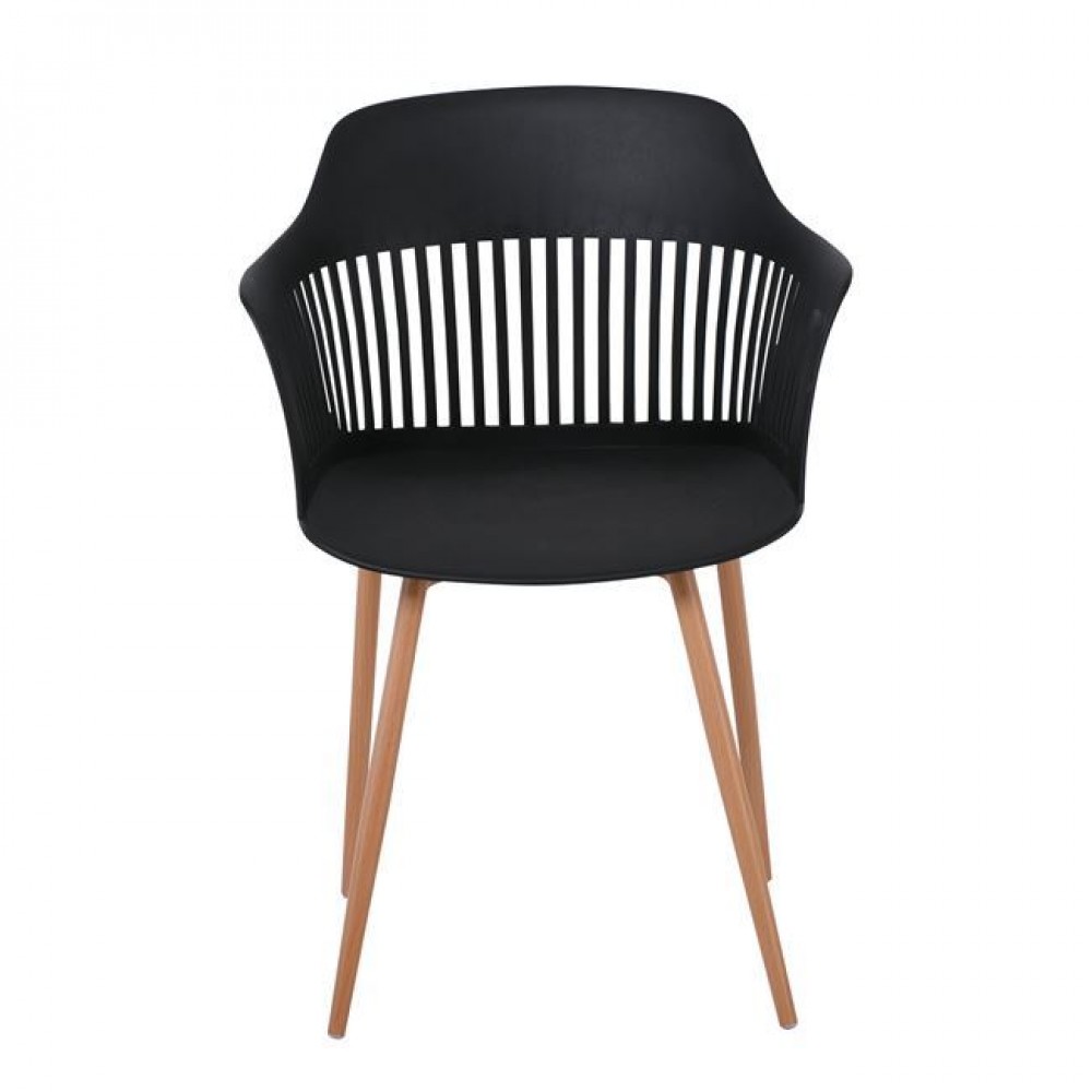 Πολυθρόνα "LOUISE" από μέταλλο/PP σε μαύρο/φυσικό χρώμα 59x53x82