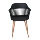 Πολυθρόνα "LOUISE" από μέταλλο/PP σε μαύρο/φυσικό χρώμα 59x53x82