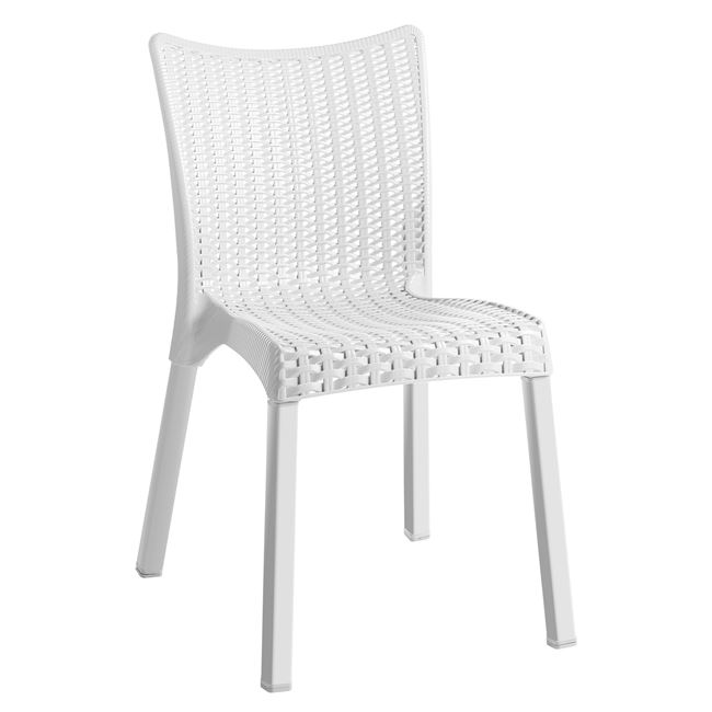 Καρέκλα "DORET" από PP/αλουμίνιο σε λευκό χρώμα 50x55x83