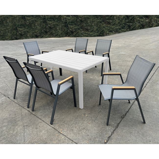 Πολυθρόνα κήπου "VIRNA" από μέταλλο/textilene σε ανθρακί/γκρι χρώμα 	61x56x90