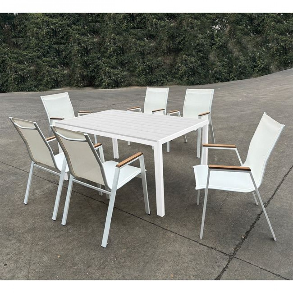 Πολυθρόνα κήπου "VIRNA" από μέταλλο/textilene σε λευκό χρώμα 61x56x90