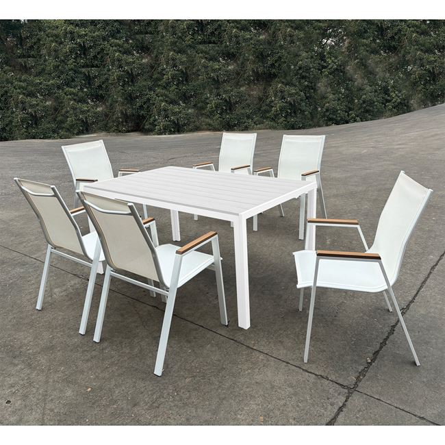 Πολυθρόνα κήπου "VIRNA" από μέταλλο/textilene σε λευκό χρώμα 61x56x90