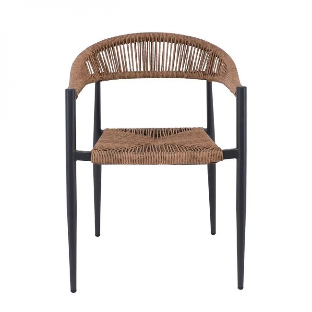 Πολυθρόνα κήπου "MADY" από αλουμίνιο/wicker σε ανθρακί/φυσικό χρώμα  56x59x78