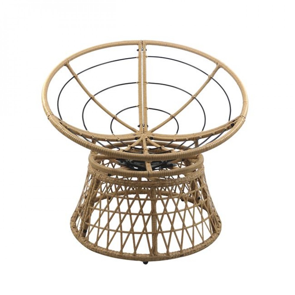 Πολυθρόνα κήπου "ROLLY" περιστρεφόμενη από μέταλλο/wicker σε φυσικό/ερκού χρώμα 99x78x80