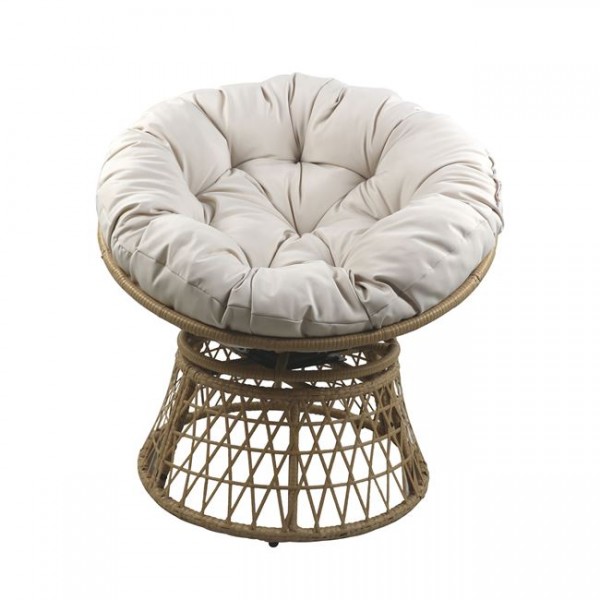 Πολυθρόνα κήπου "ROLLY" περιστρεφόμενη από μέταλλο/wicker σε φυσικό/ερκού χρώμα 99x78x80