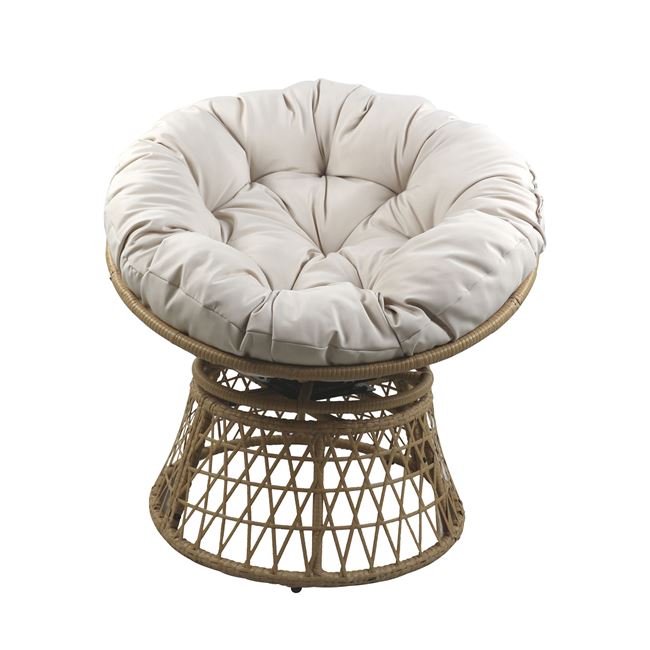 Πολυθρόνα κήπου "ROLLY" περιστρεφόμενη από μέταλλο/wicker σε φυσικό/ερκού χρώμα 99x78x80