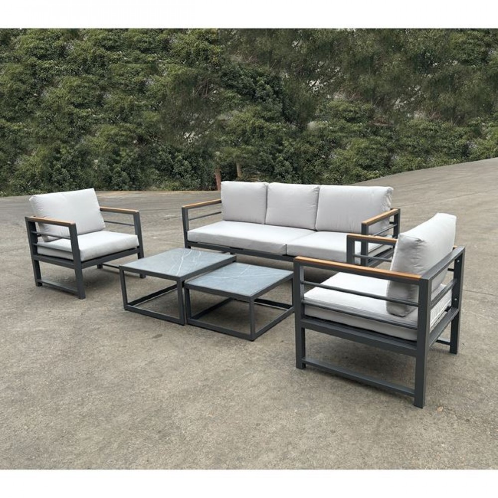 Σετ κήπου "MARILIAN" από μέταλλο/ύφασμα σε ανθρακί/γκρι χρώμα 62x62x35