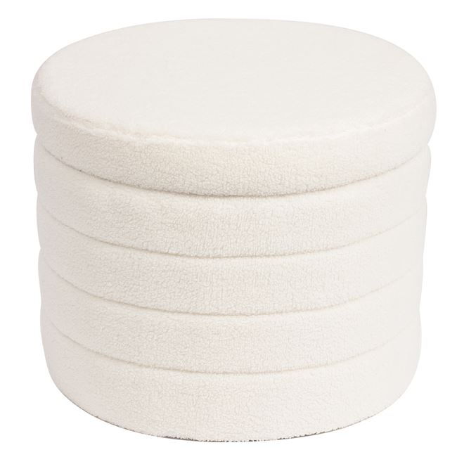 Σκαμπό αποθηκευτικό "GROOVY" από ύφασμα σε εκρού χρώμα Φ56x45