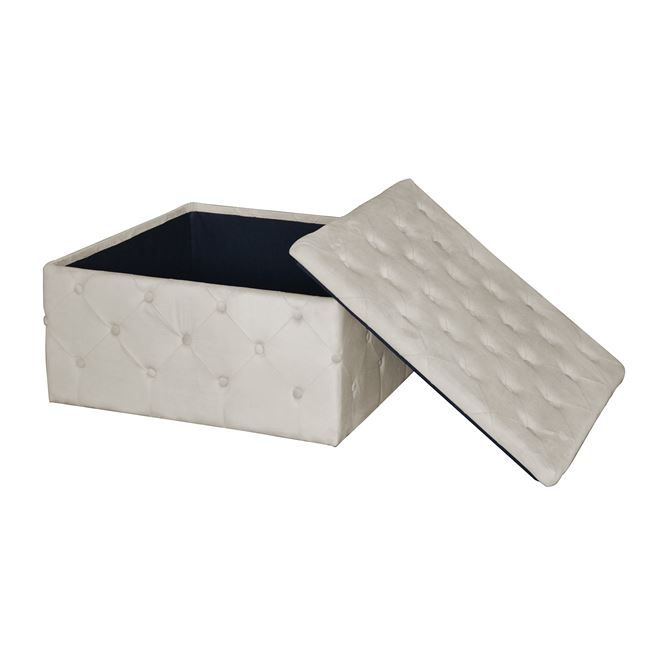 Σκαμπό με αποθηκευτικό χώρο "TIBOR" από ύφασμα σε εκρού χρώμα 80x80x41