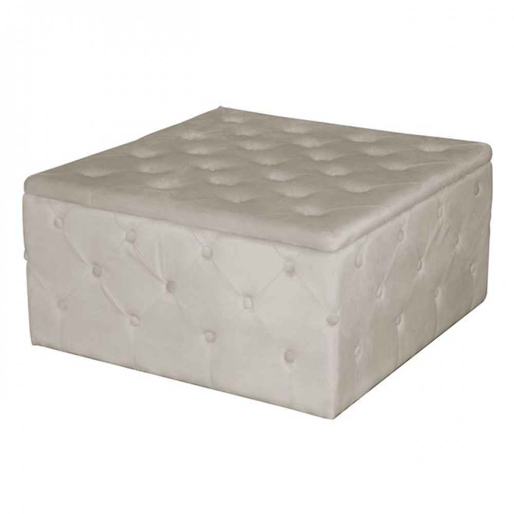 Σκαμπό με αποθηκευτικό χώρο "TIBOR" από ύφασμα σε εκρού χρώμα 80x80x41