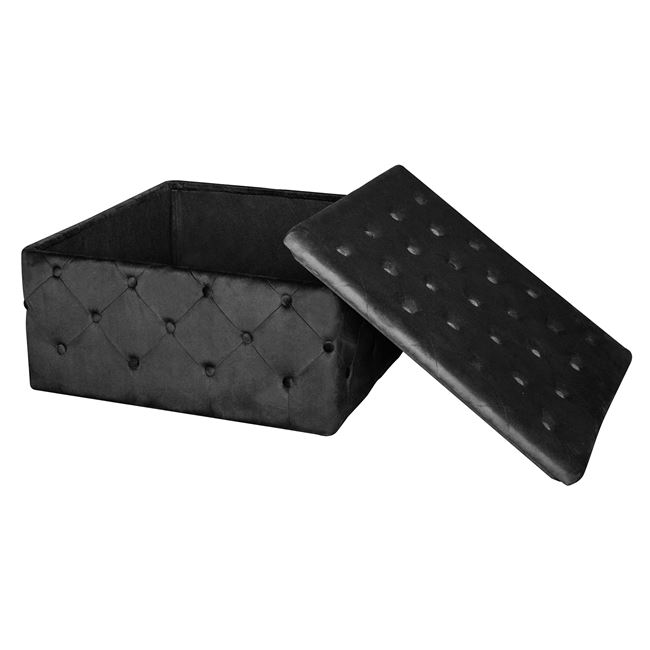 Σκαμπό με αποθηκευτικό χώρο "TIBOR" από ύφασμα σε μαύρο χρώμα 80x80x41