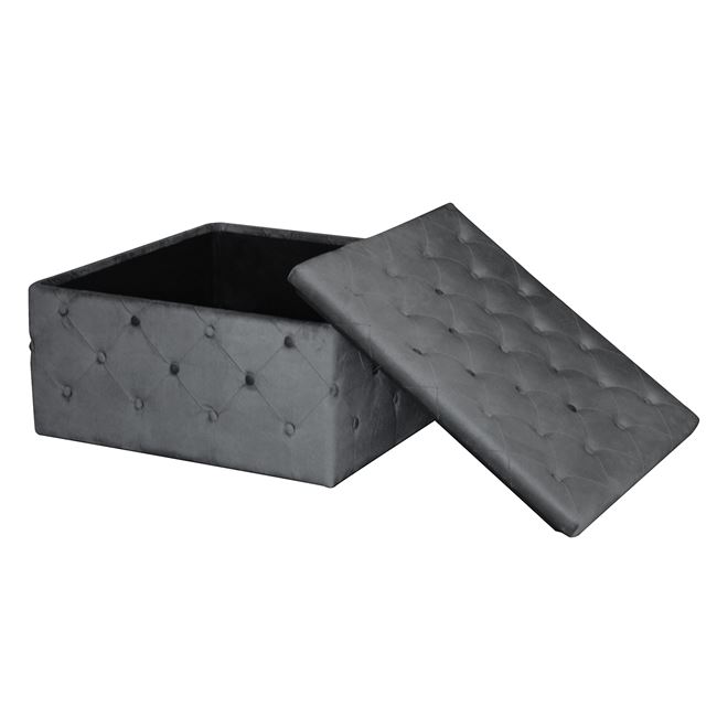 Σκαμπό με αποθηκευτικό χώρο "TIBOR" από ύφασμα σε γκρι χρώμα 80x80x41