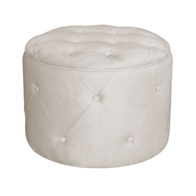 Σκαμπό με αποθηκευτικό χώρο "TRAVIS" από ύφασμα σε εκρού χρώμα Φ60x45