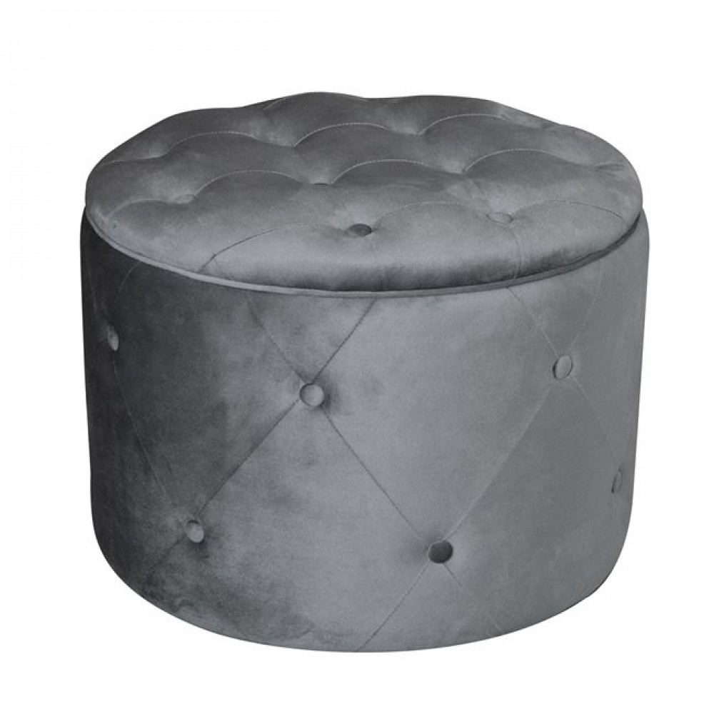 Σκαμπό με αποθηκευτικό χώρο "TRAVIS" από ύφασμα σε γκρι χρώμα Φ60x45