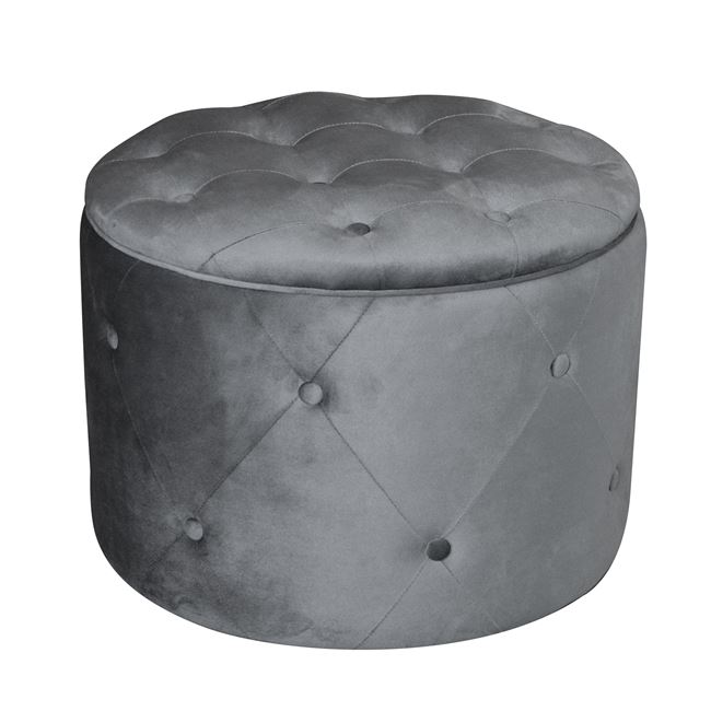 Σκαμπό με αποθηκευτικό χώρο "TRAVIS" από ύφασμα σε γκρι χρώμα Φ60x45