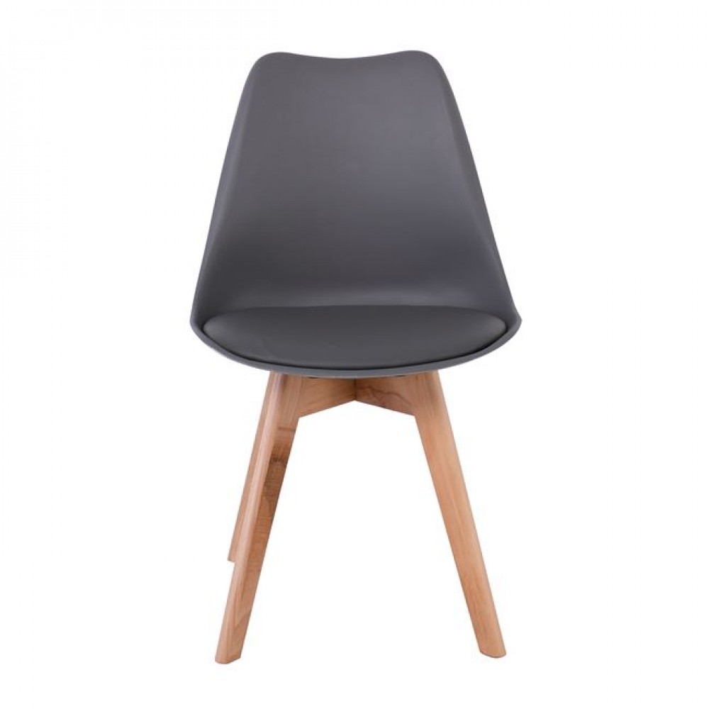 Καρέκλα "MARTIN" από ξύλο/pp σε φυσικό/ανθρακί χρώμα 48x56x82