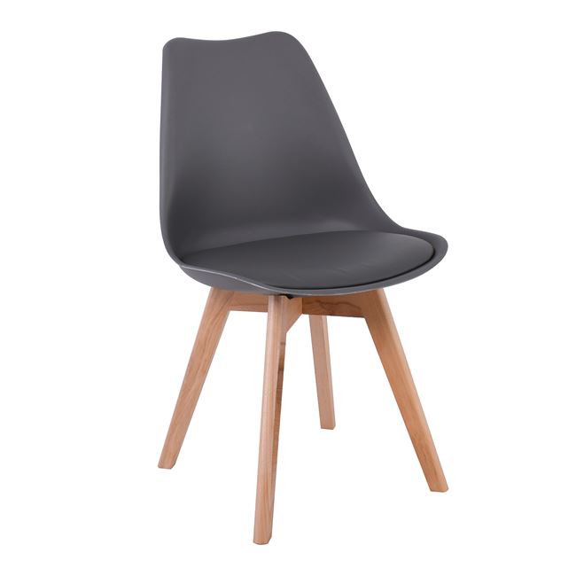 Καρέκλα "MARTIN" από ξύλο/pp σε φυσικό/ανθρακί χρώμα 48x56x82