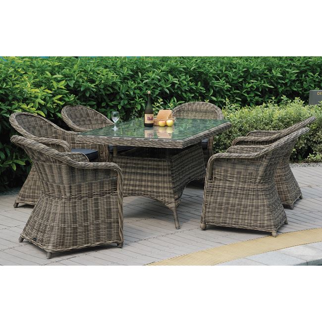 Σετ εξωτερικού χώρου "MONTANA" 7τμχ από αλουμίνιο/wicker σε καφέ/γκρι χρώμα 180x90x75