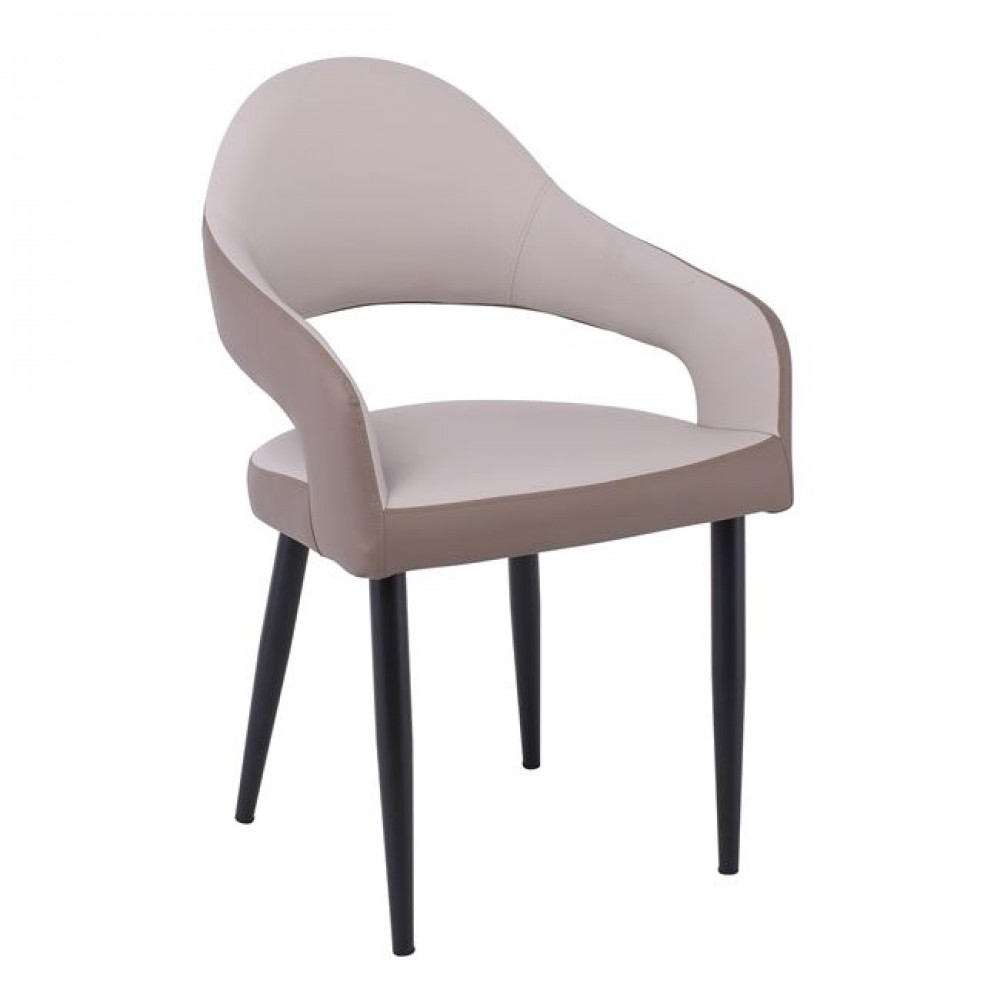 Πολυθρόνα "MODUS" από μέταλλο/pu σε μαύρο/καπουτσίνο χρώμα 55x58x88