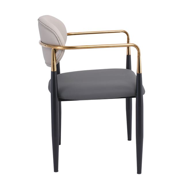 Πολυθρόνα "OLIVE" από μέταλλο/pu σε μαύρο/γκρι χρώμα 53x53x80